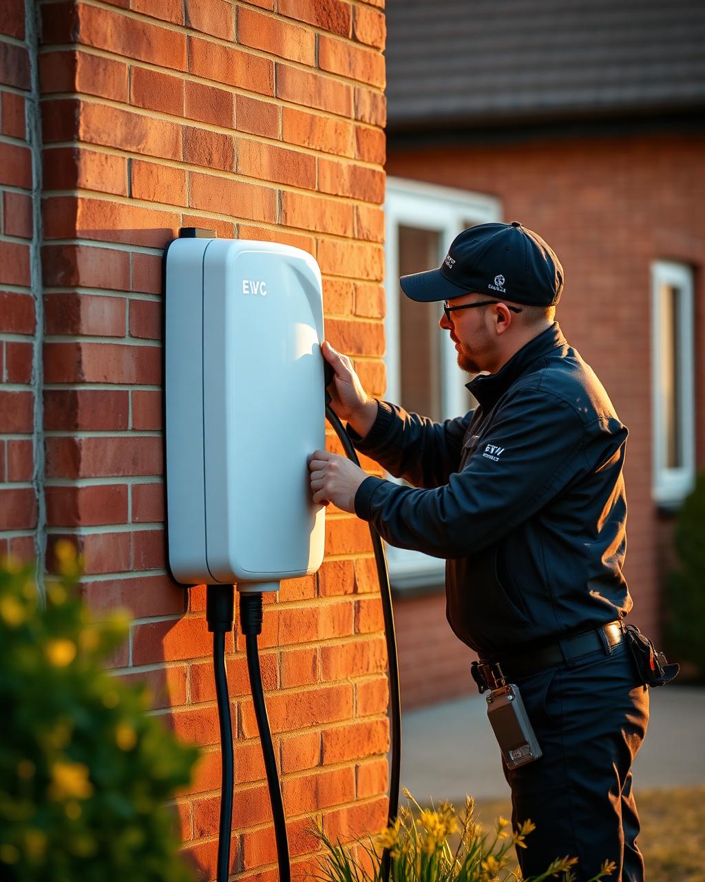 L K Electrical engineer installing an EV charger on a Liverpool home